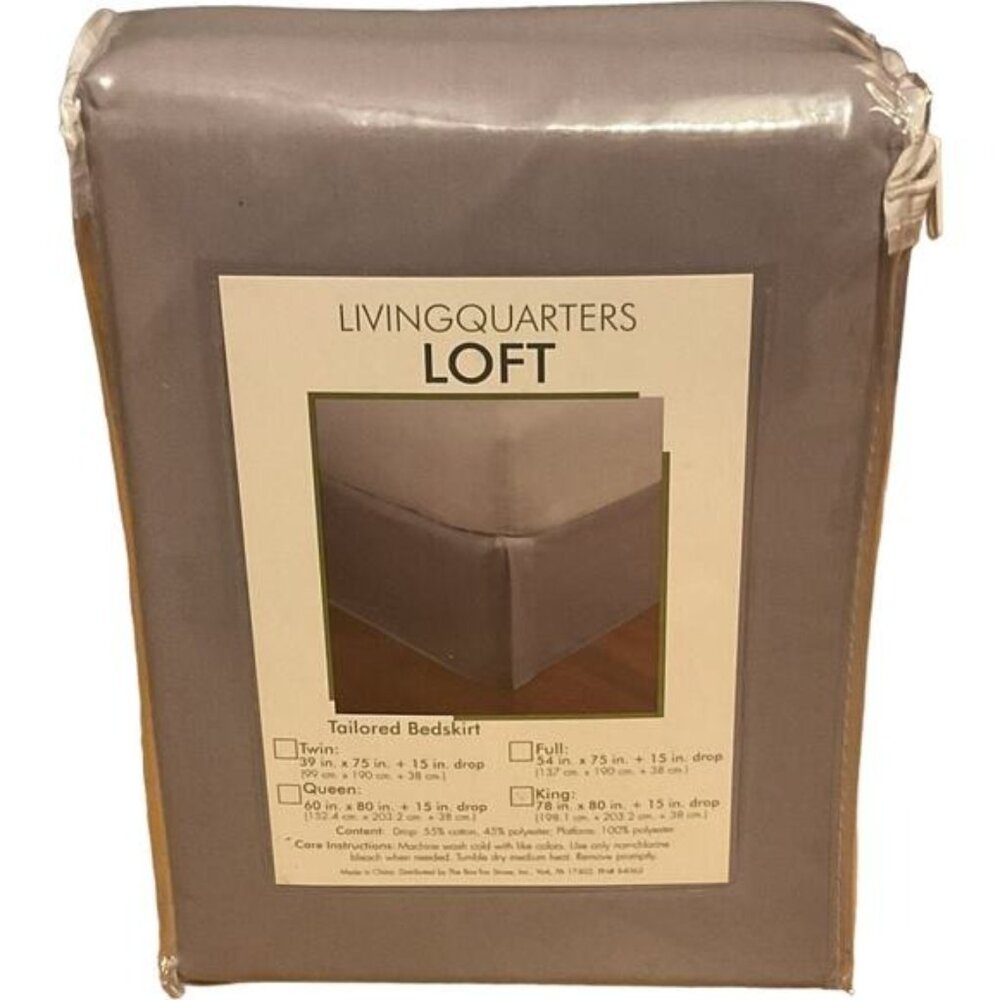 LivingQuarters Loft King Tailored Bedskirt Grey Polyester Blend